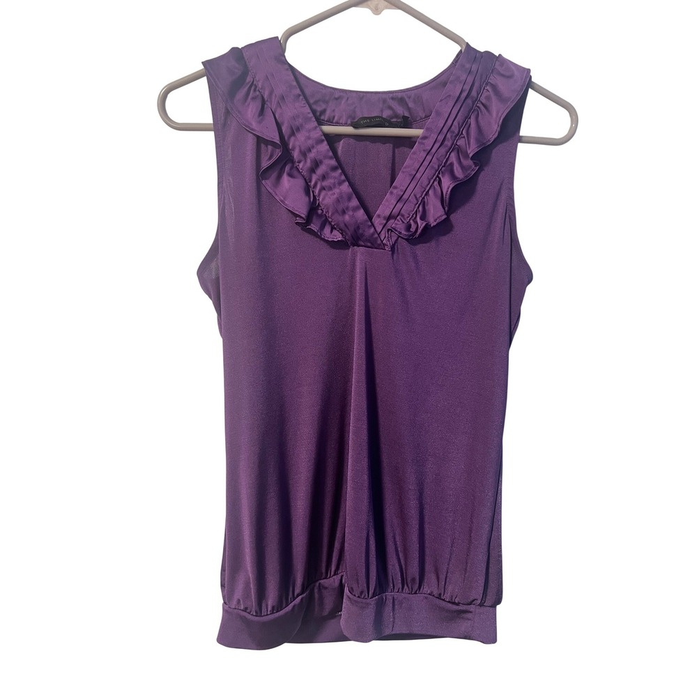 The Limited‎ Blouse Women XS Purple Excellent Ruffle Satin